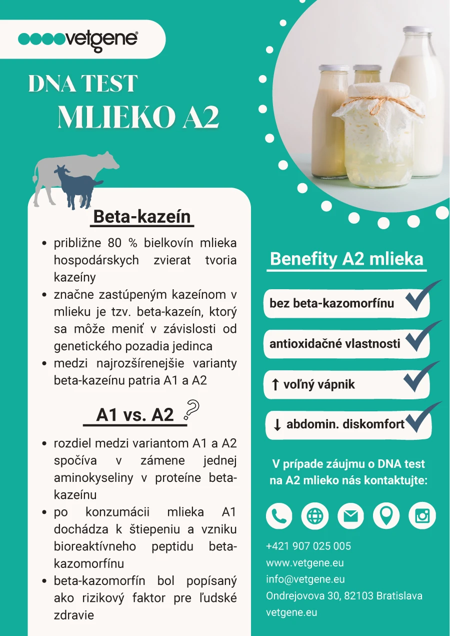 VetGene DNA test mlieko A2